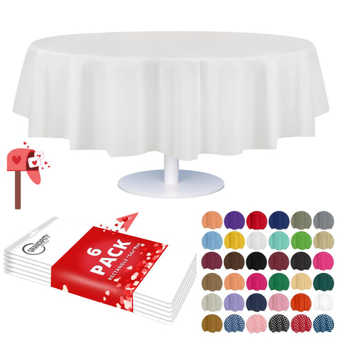 Grandipity mantel plástico blanco, redondo 84in, para fiestas, fácil de usar