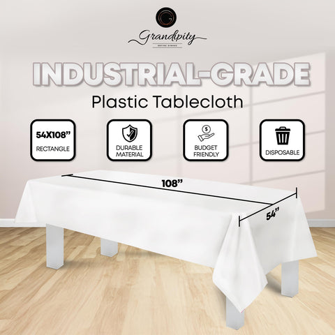 Textura resistente del mantel plástico blanco Grandipity para mayor durabilidad