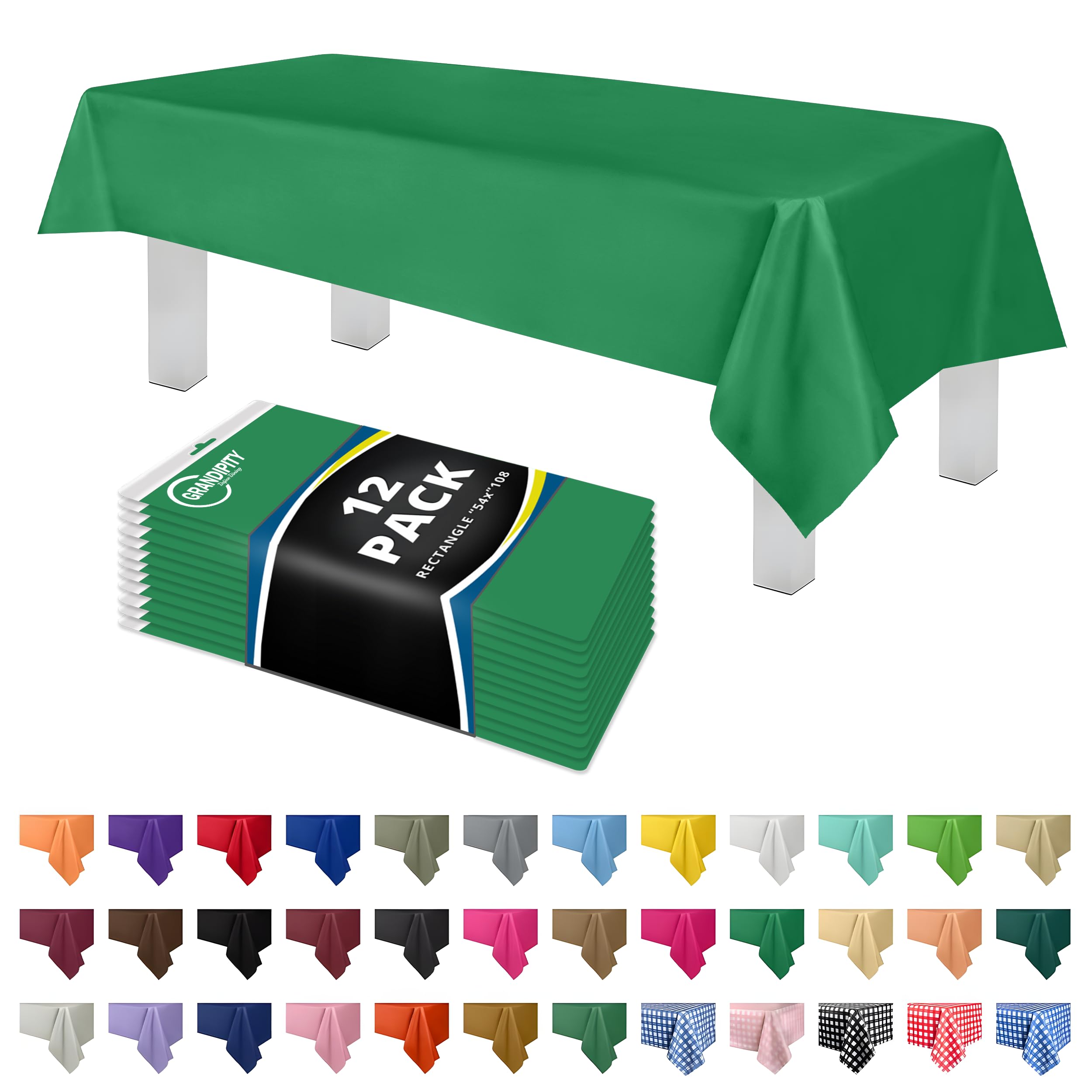 Mantel rectangular verde de Grandipity 54x108, protege la mesa y facilita la limpieza.