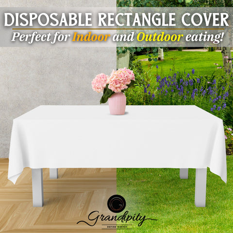 Fácil limpieza con mantel desechable Grandipity, blanco.