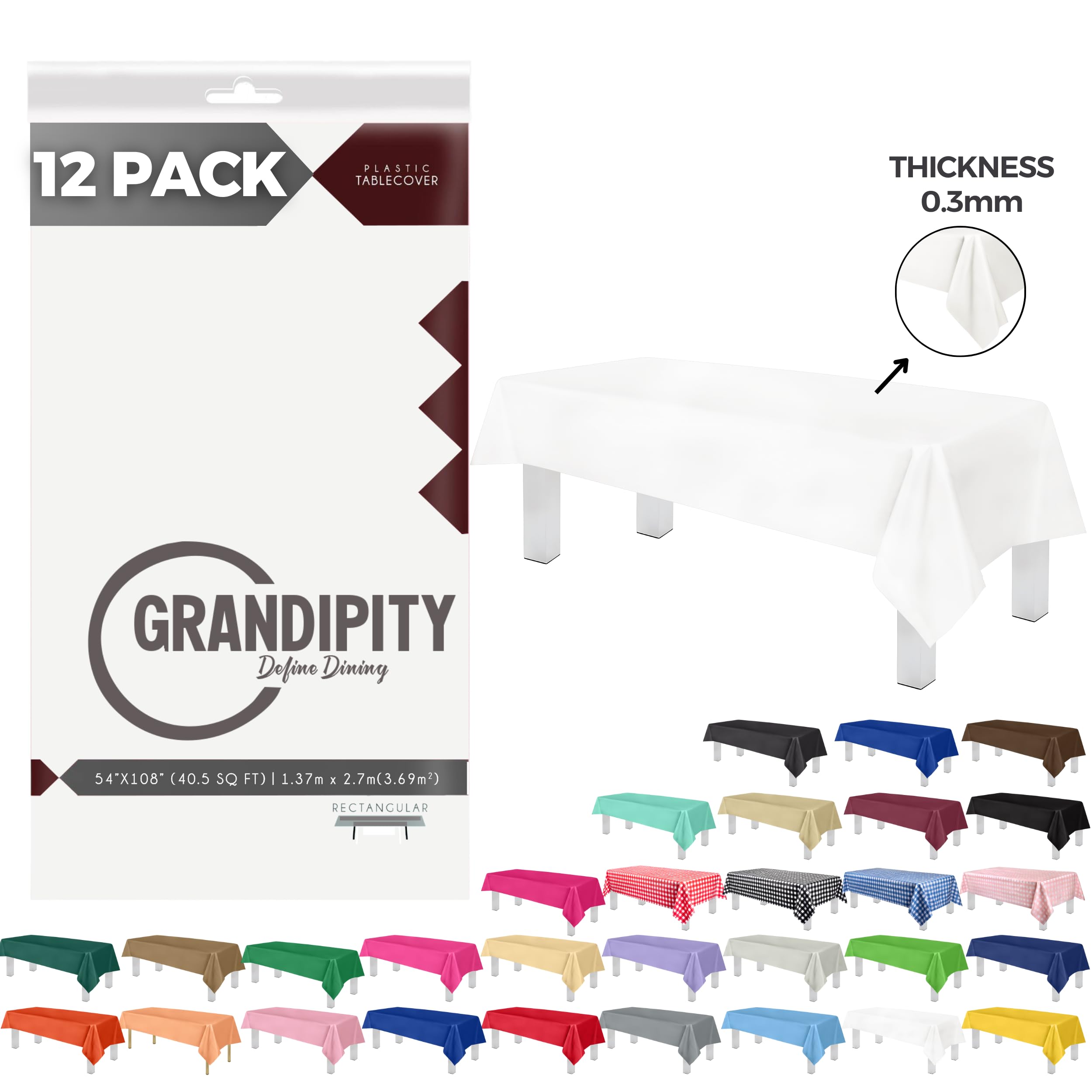 Mantel plástico resistente Grandipity 0.3 mm para cenas en blanco.