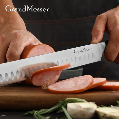 GrandMesser cuchillo de trinchar, diseño elegante y transición suave hoja-mango.