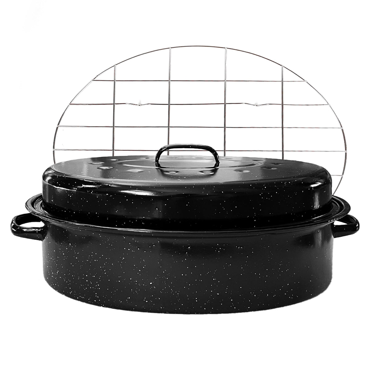 Asadera oval Granite Bowl de 19 pulgadas con tapa para pavo grande