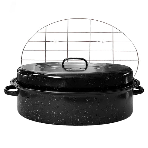 Asadera oval Granite Bowl de 19 pulgadas con tapa para pavo grande