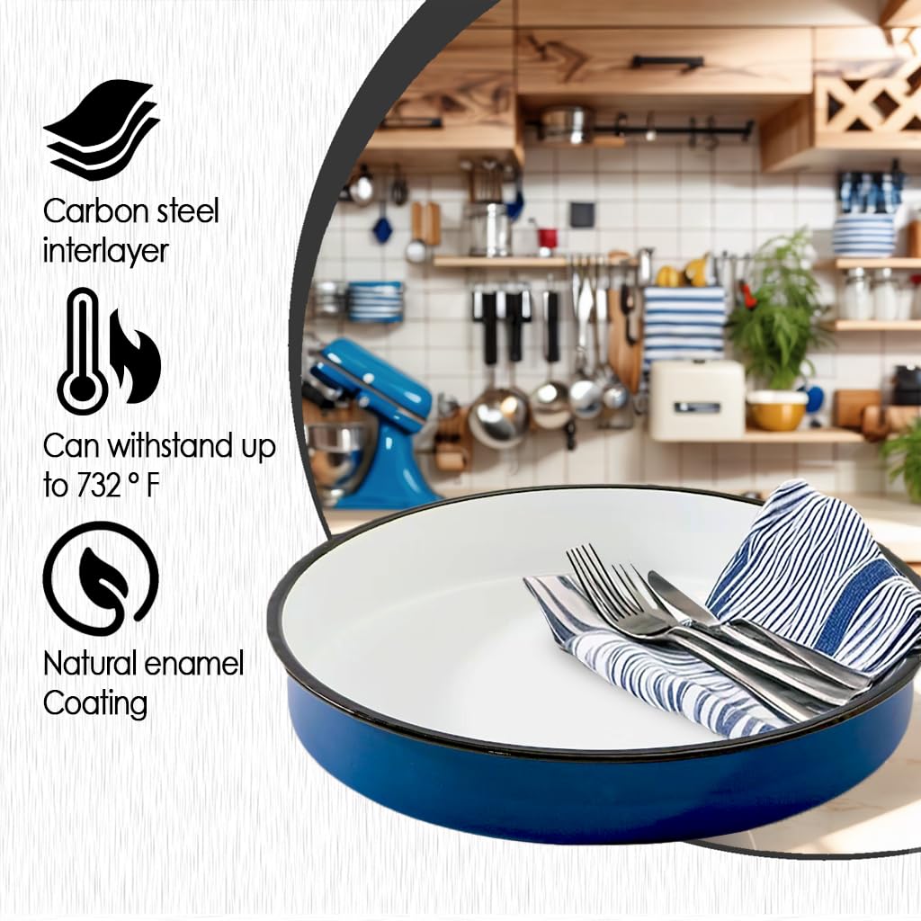 Granite bowl: diseño azul externo e interior blanco, aspecto elegante