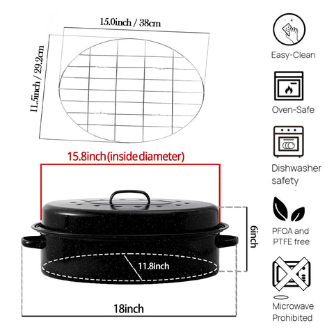 Granite Bowl con rejilla de hierro incluida, perfecta para asados uniformes y jugosos.