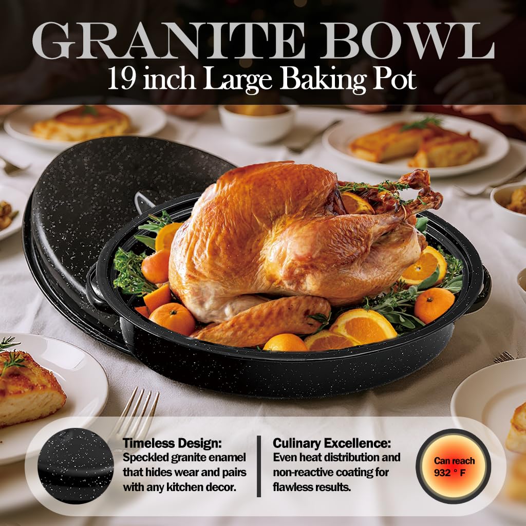 Granite Bowl, revestimiento esmaltado ovalado para calor uniforme