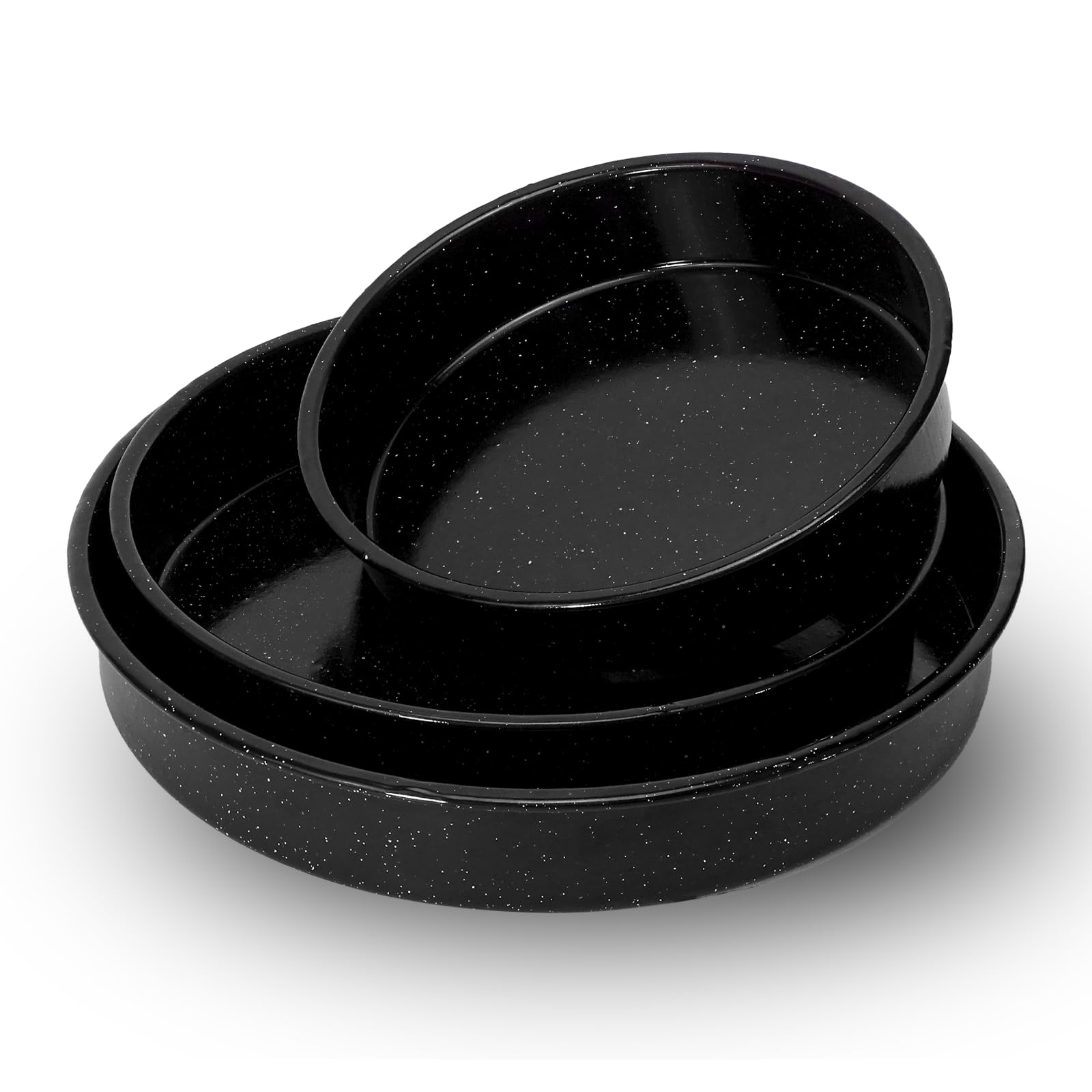 Granite Bowl: bandejas esmaltadas de 10 pulgadas para hornear de forma uniforme.
