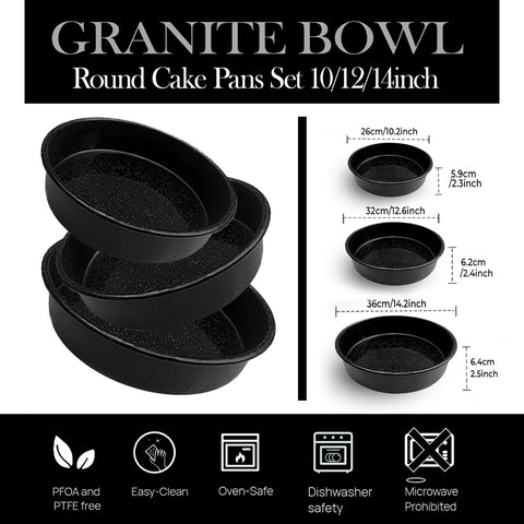 Granite Bowl: bandejas de 12 pulgadas para asados jugosos y distribución estable de calor.