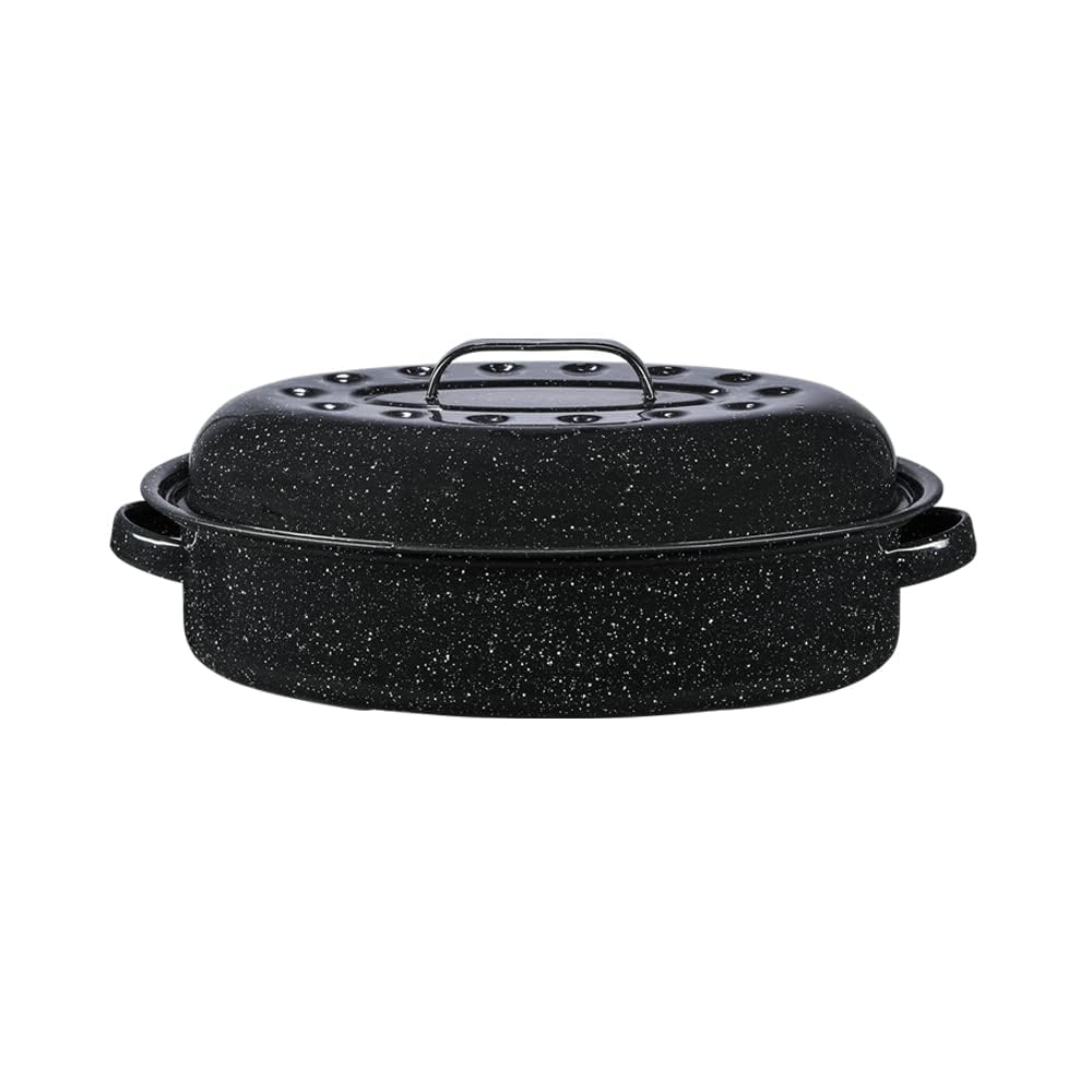 Granite Ware asadera oval de 15 pulgadas con tapa para asados grandes y uniformes.