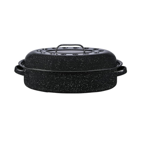 Granite Ware asadera oval de 15 pulgadas con tapa para asados grandes y uniformes.