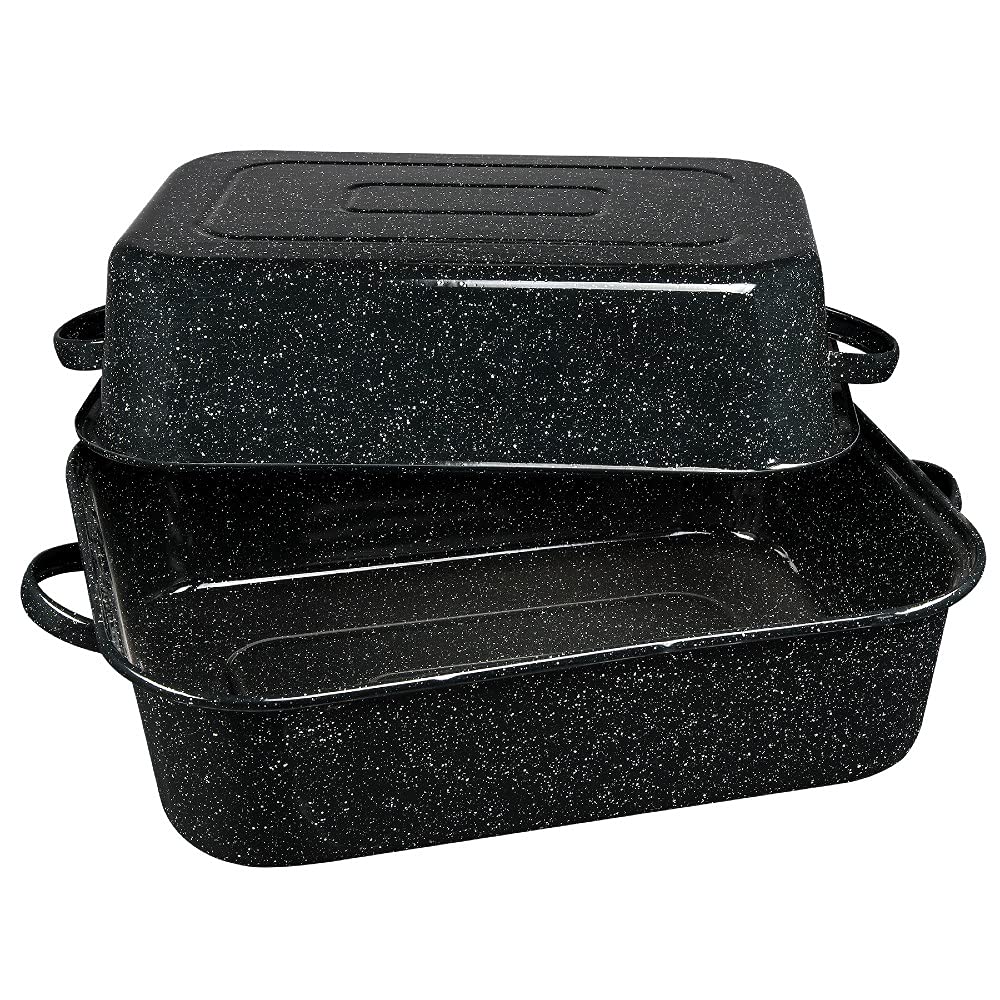 Granite Ware: asadera rectangular con tapa, perfecta para asados grandes y jugosos.