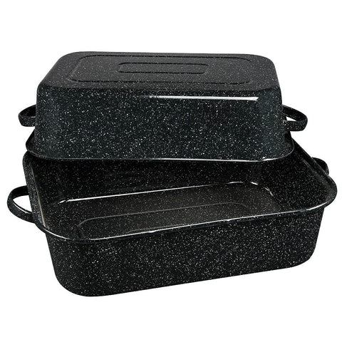 Granite Ware: asadera rectangular con tapa, perfecta para asados grandes y jugosos.