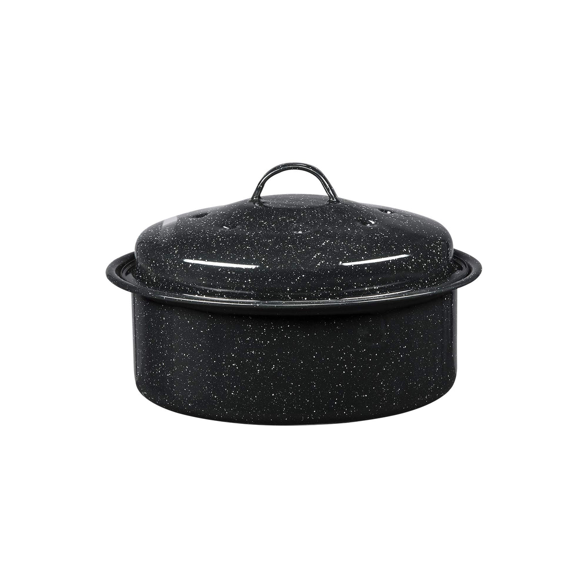 Granite Ware asador redondo con tapa de 8.7 pulgadas para cocción homogénea.