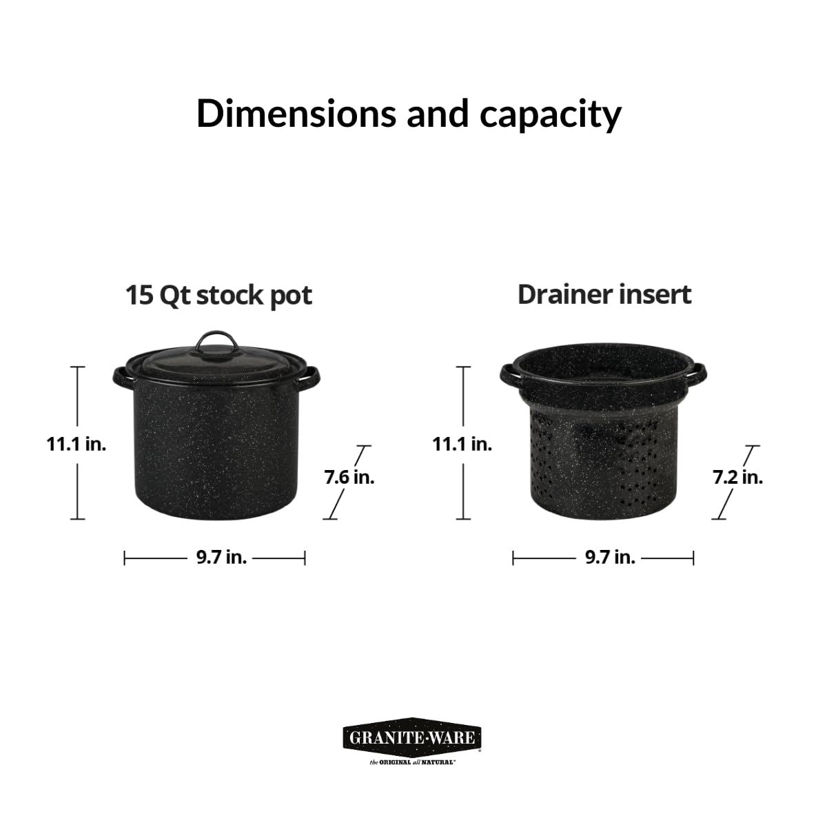 Granite Ware gran capacidad 7-25qt para comidas familiares.