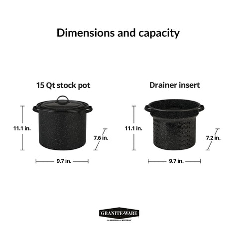 Granite Ware gran capacidad 7-25qt para comidas familiares.