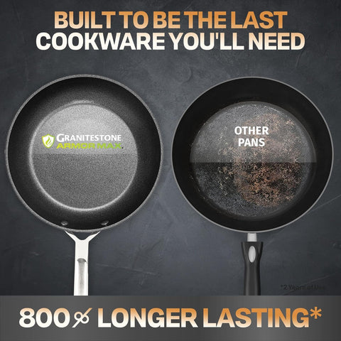 Granitestone Armor Max con revestimiento ultra antiadherente para liberar alimentos sin esfuerzo.