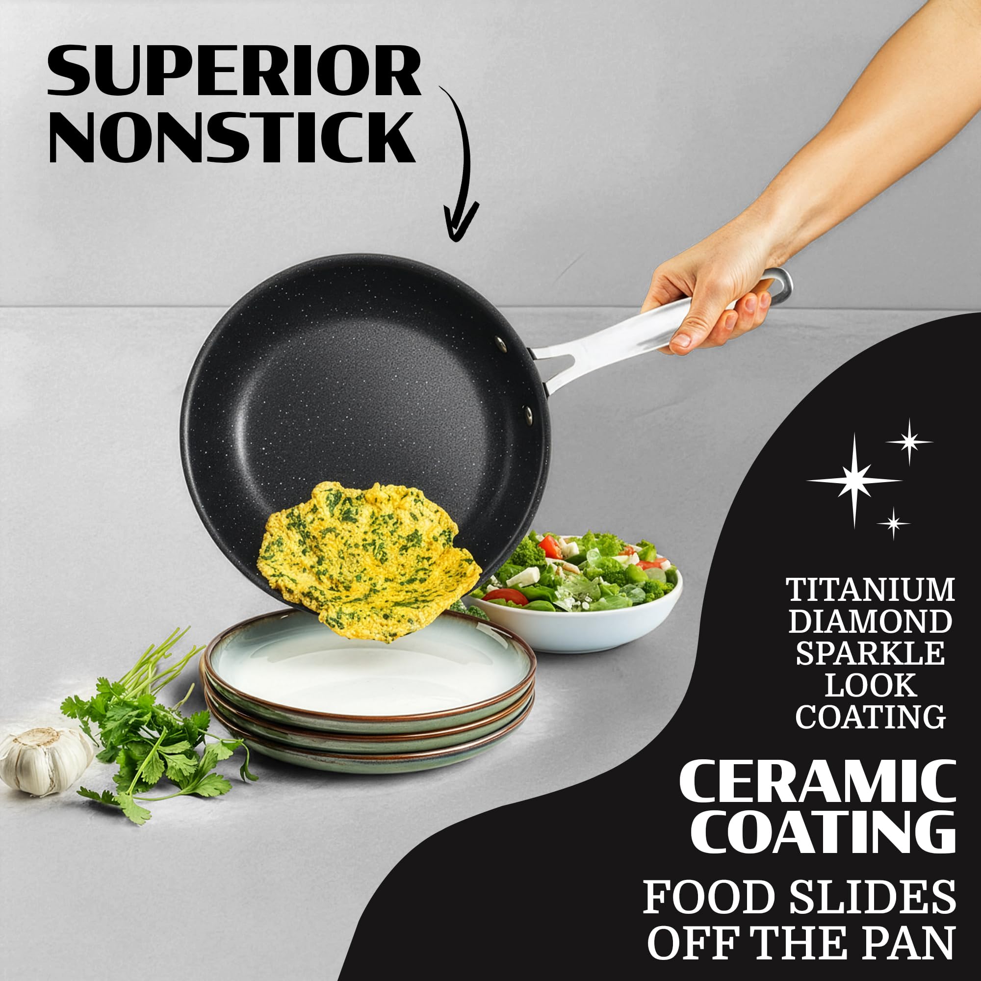 Granitestone Ceraluxe sarten-12-pulgadas: superficie amplia para guisos y fajitas