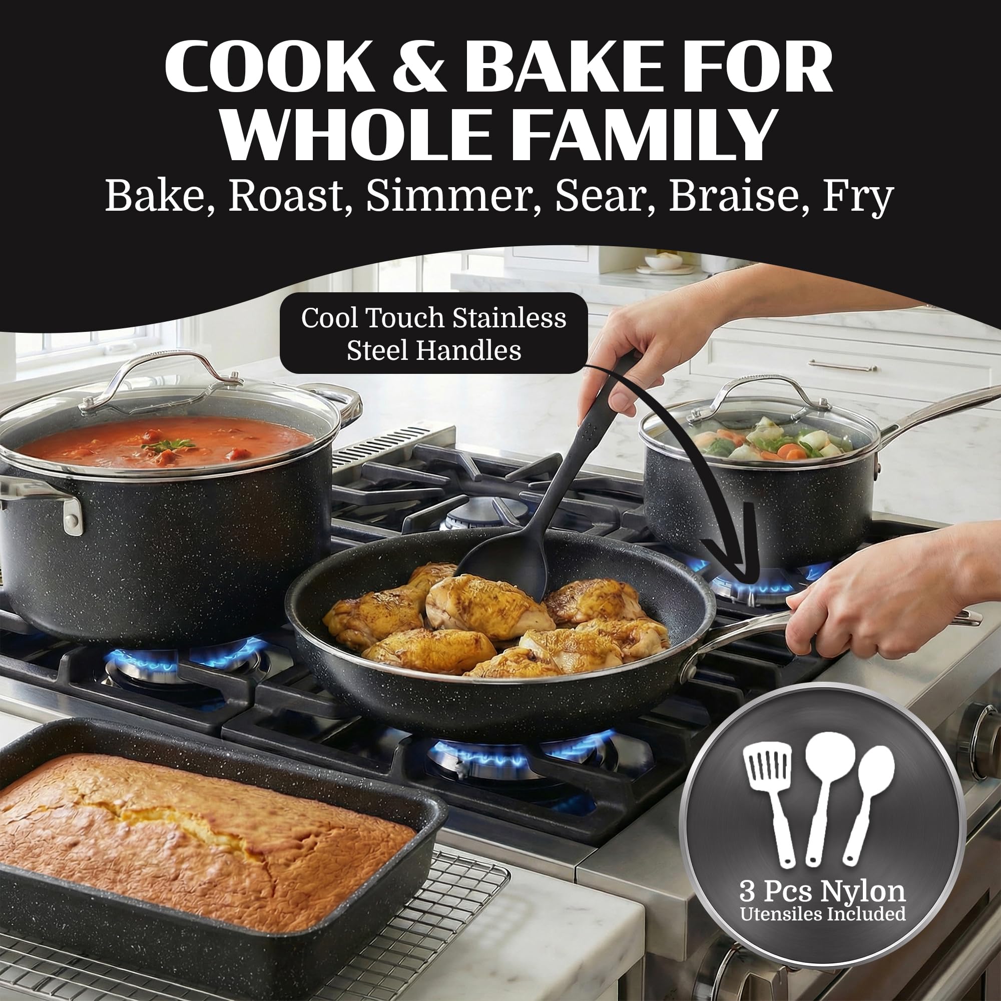 Granitestone Ceraluxe: cazo 1,5 qt con tapa para salsas y caldos