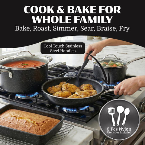 Granitestone Ceraluxe: cazo 1,5 qt con tapa para salsas y caldos