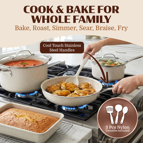 Granitestone Ceraluxe: cazo de 2.5 qt con tapa para hervidos y salsas.