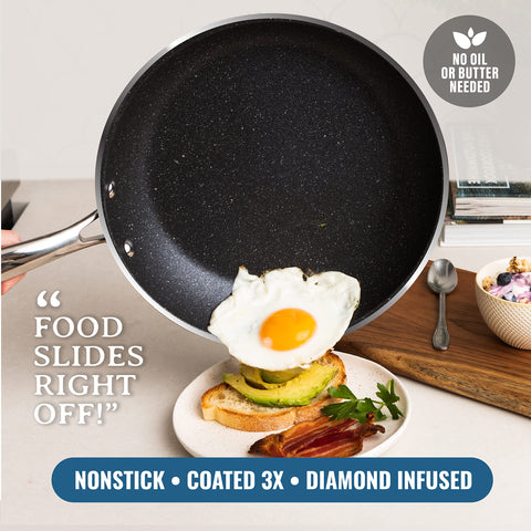 Granitestone mango resistente al calor, agarre ergonómico y tacto frío.