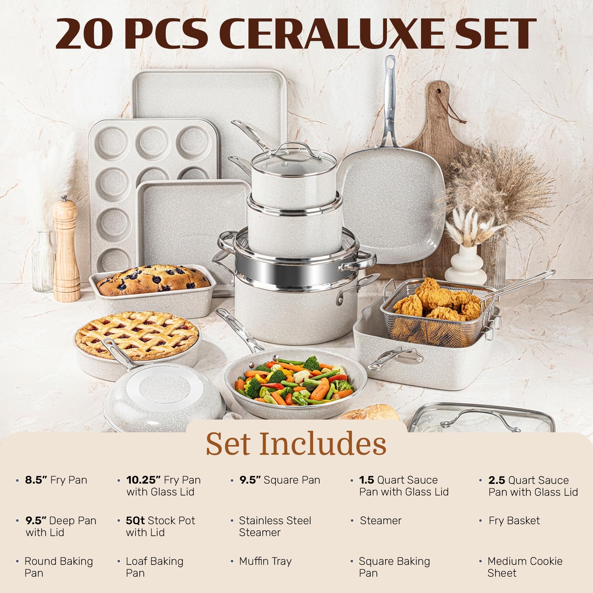 Granitestone sarten 10-25 pulgadas con tapa para dorar y tapar.