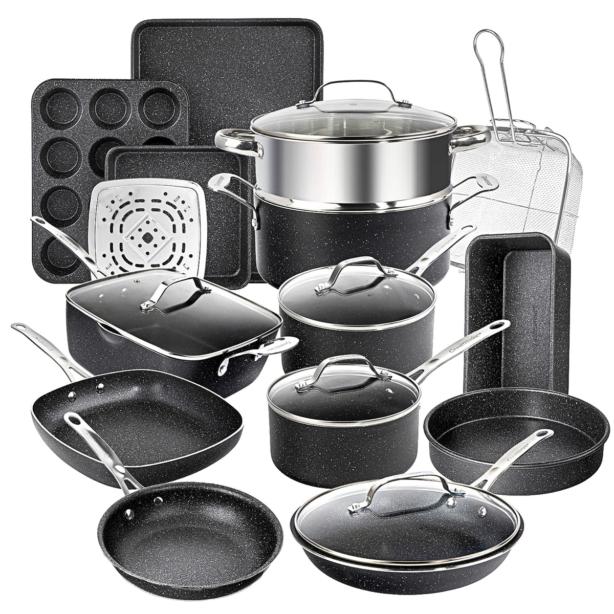 Granitestone True 20pc set, conjunto completo para cocinar en todas las estufas y horno.