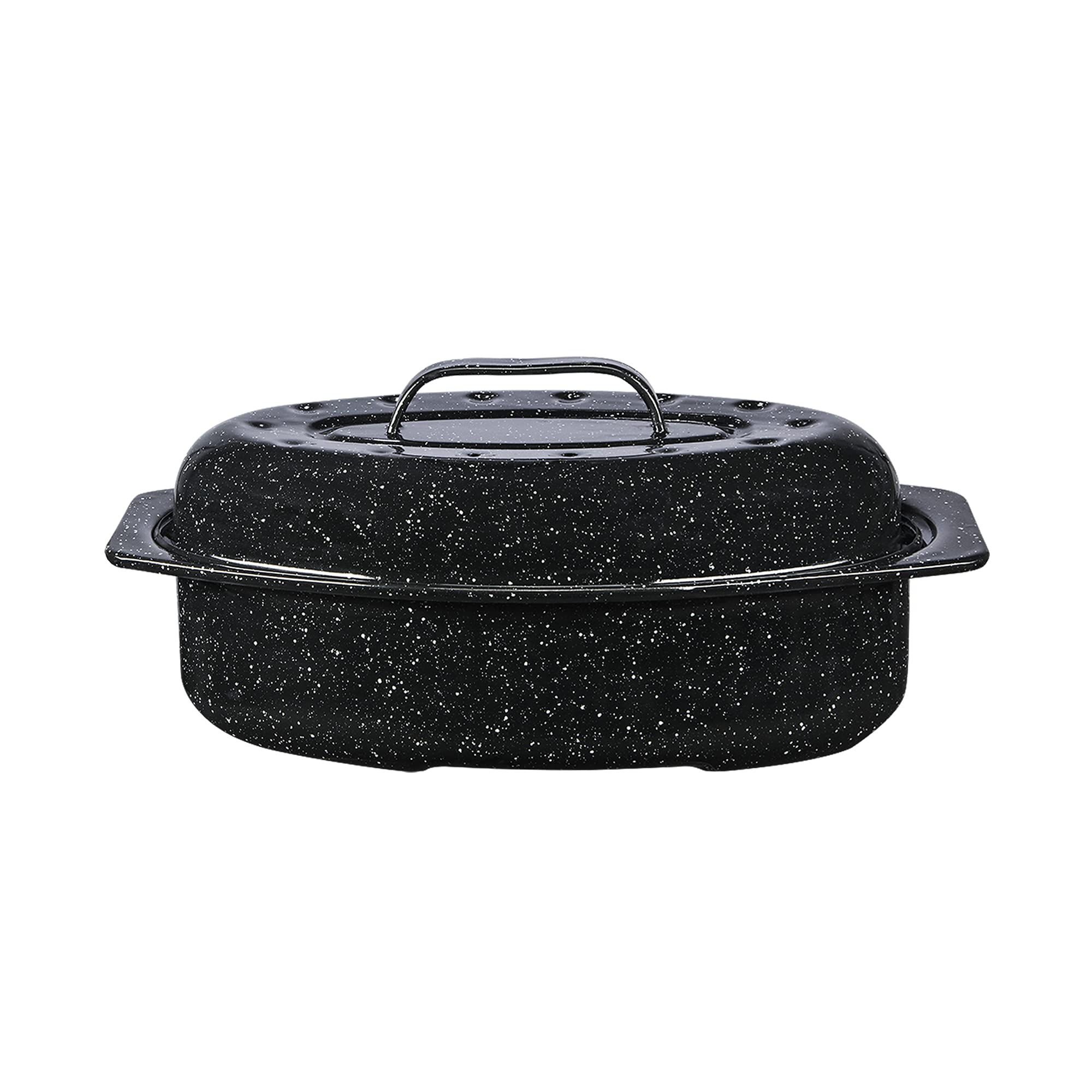 Granite Ware asadera ovalada de 13 pulgadas con tapa, ideal para comidas para dos