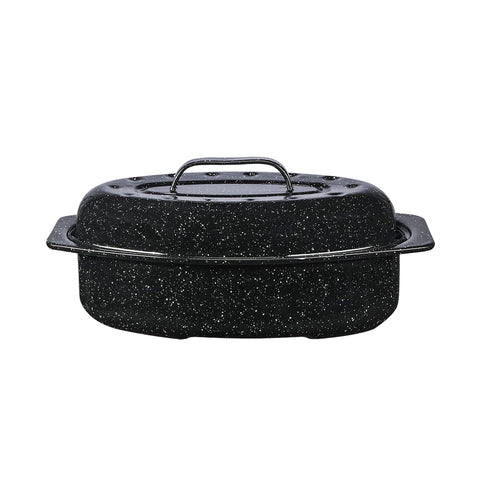 Granite Ware asadera ovalada de 13 pulgadas con tapa, ideal para comidas para dos