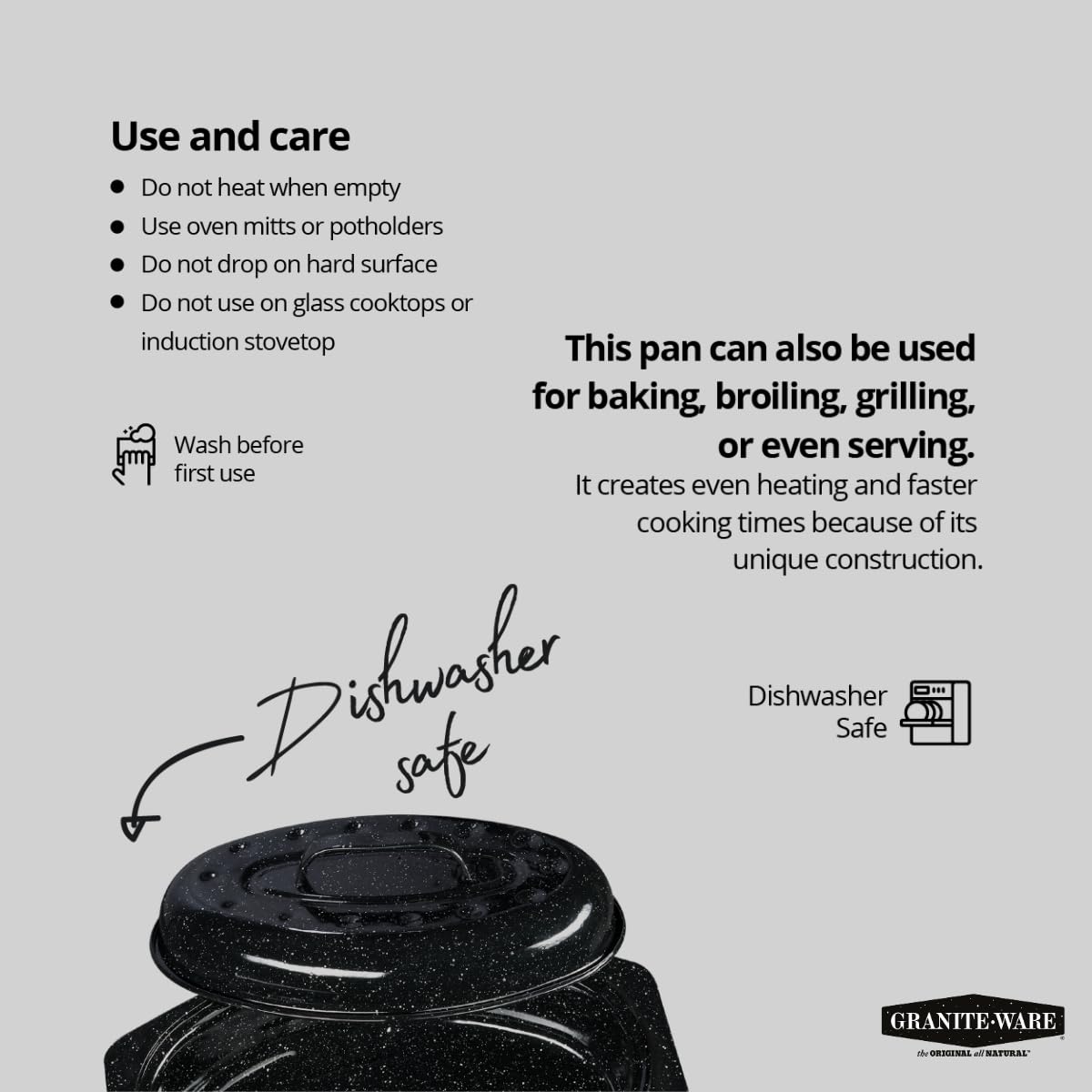 Granite Ware fácil de limpiar gracias al esmalte antiadherente duradero