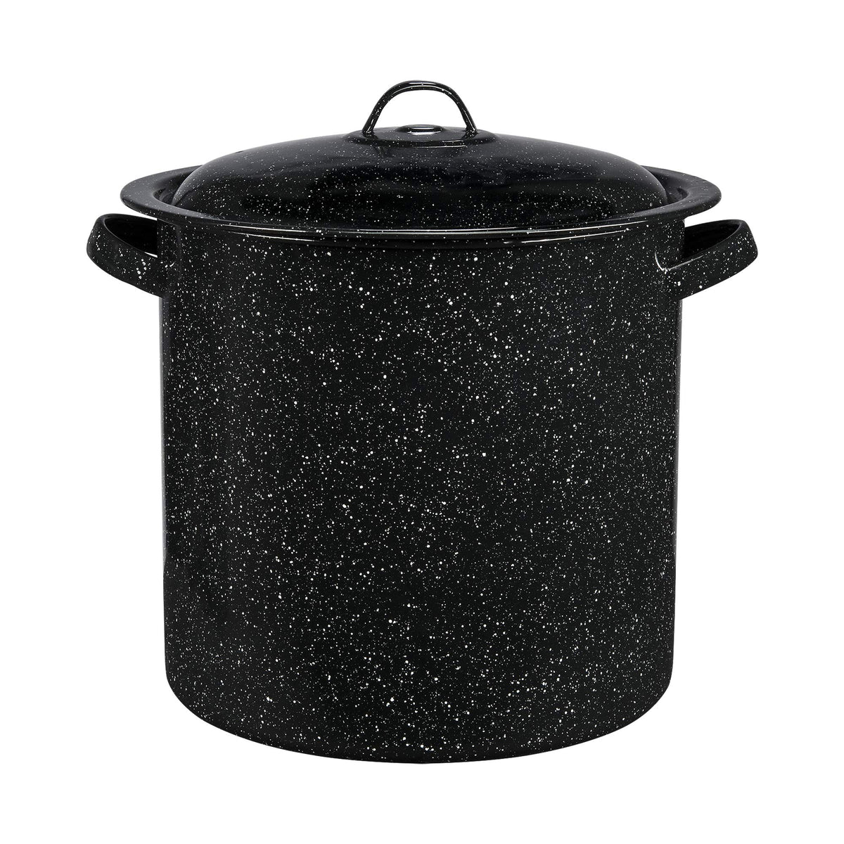 Granite Ware Olla Stock 15,5 cuartos, exterior negro moteado, ideal para caldos y sopas.