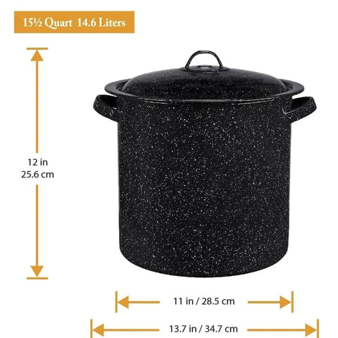 Granite Ware Olla Stock 15,5 cuartos, asas laterales para levantar con facilidad.