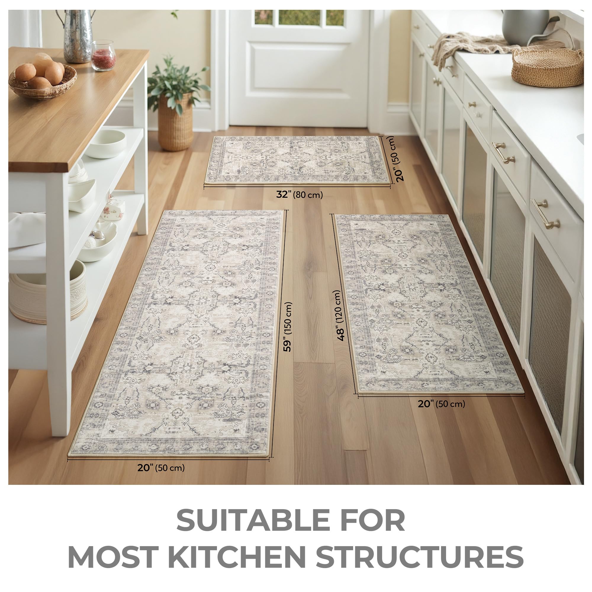 Granny Says Boho cocina alfombras 20x48: amortiguan pasos en zonas de alto tránsito.