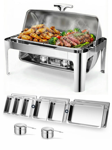 Granvell 13QT con tapa rodante para buffet, ideal para eventos.