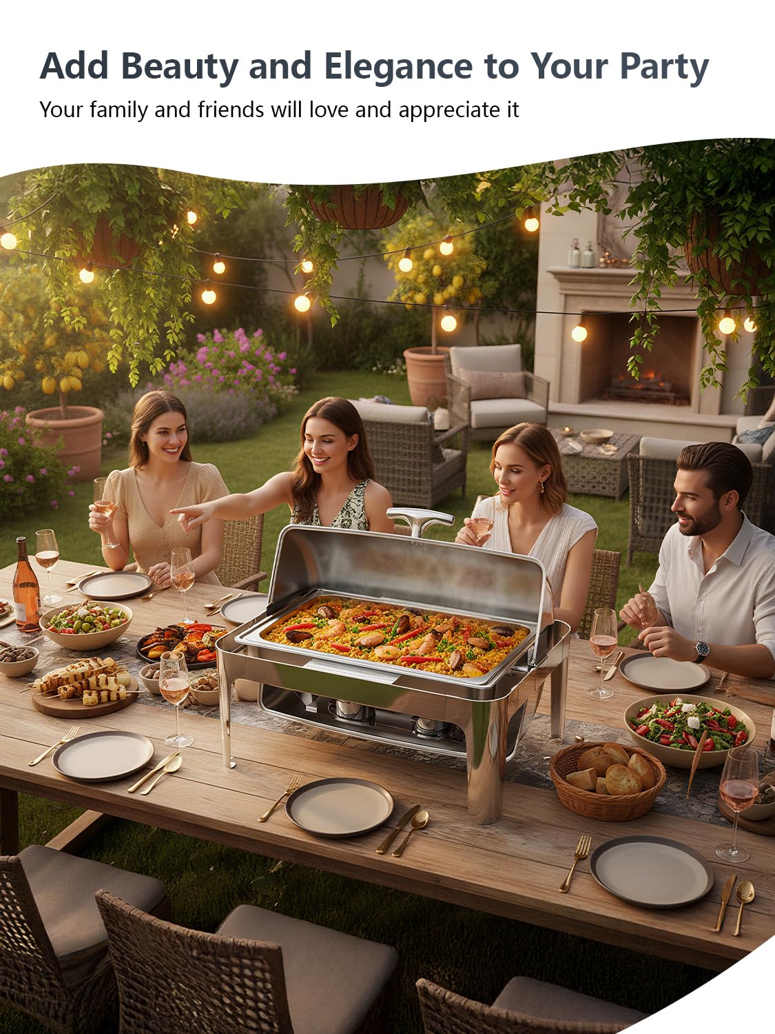 Granvell 13QT, tapa rodante de acero inoxidable facilita el servicio.