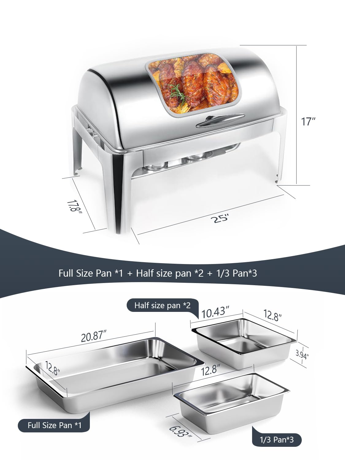Granvell acabado inoxidable brillante para buffet elegante y duradero.