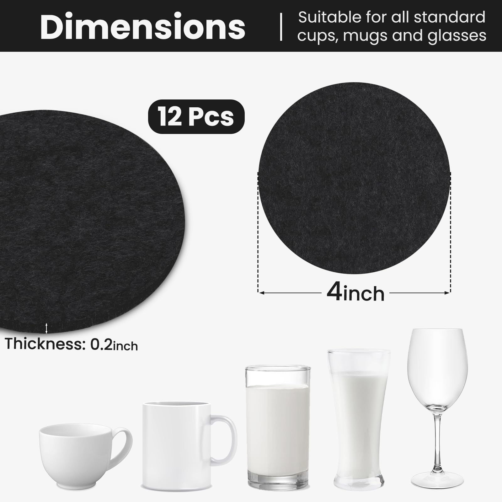 GravGrow conjunto de 12 posavasos de fieltro, para ordenar y decorar la mesa.
