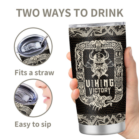 Cuerpo de acero inoxidable de la taza vikingo de Grawmise, duradera para uso diario.