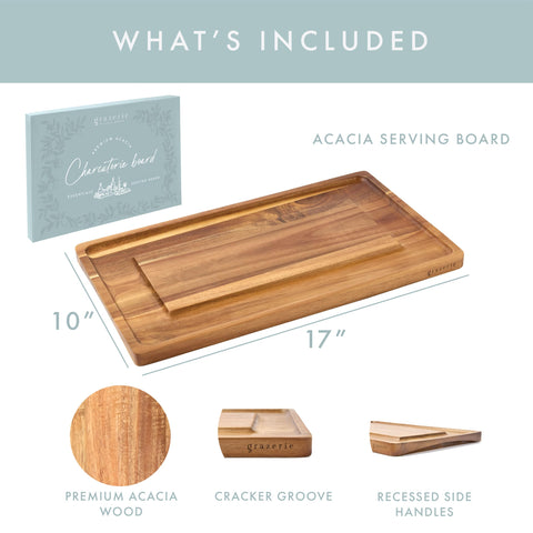 Grazerie tabla servir en acacia con asas integradas para transporte cómodo