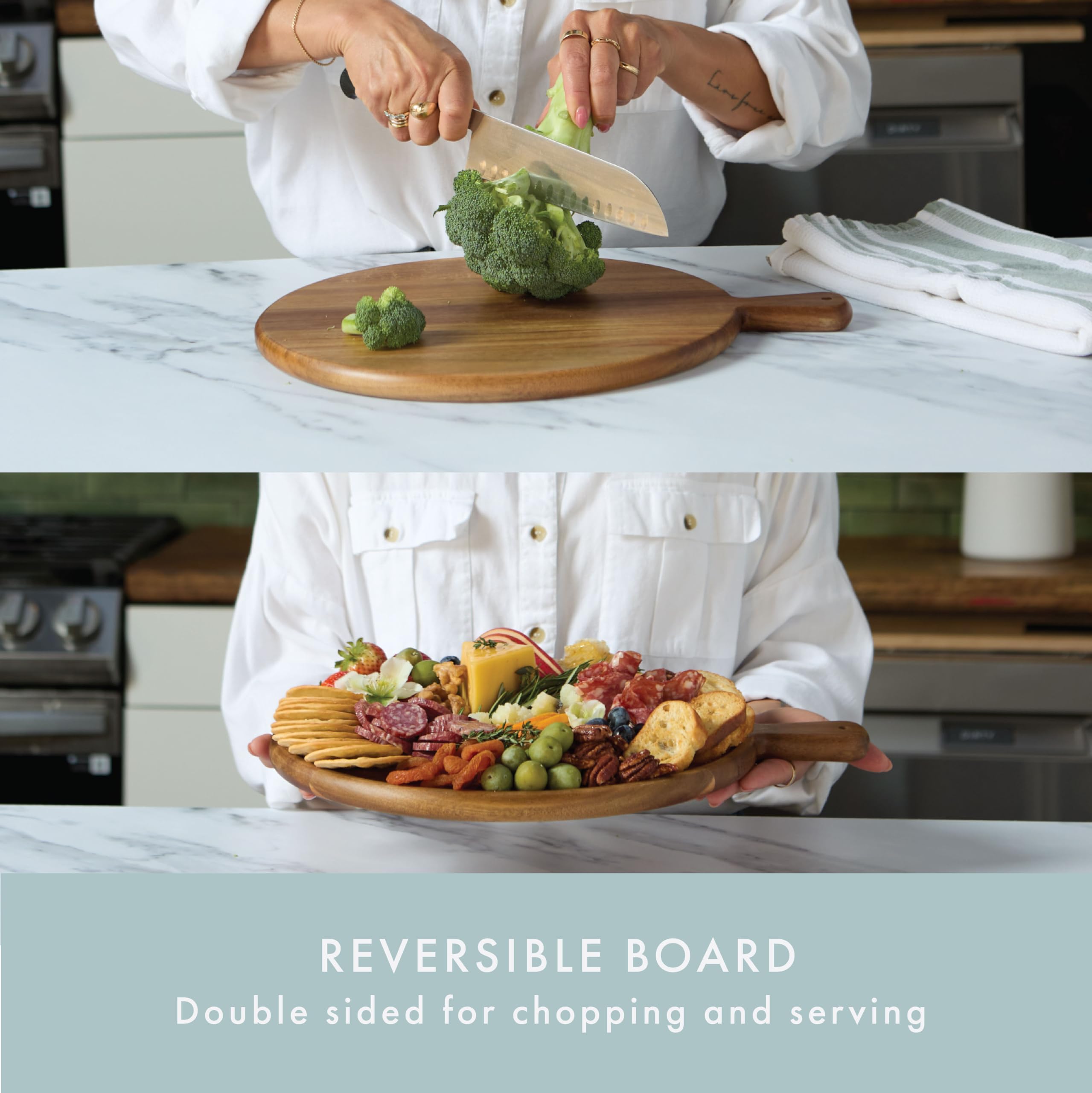Grazerie tablero-charcutería con borde elevado para mantener la comida en su sitio.