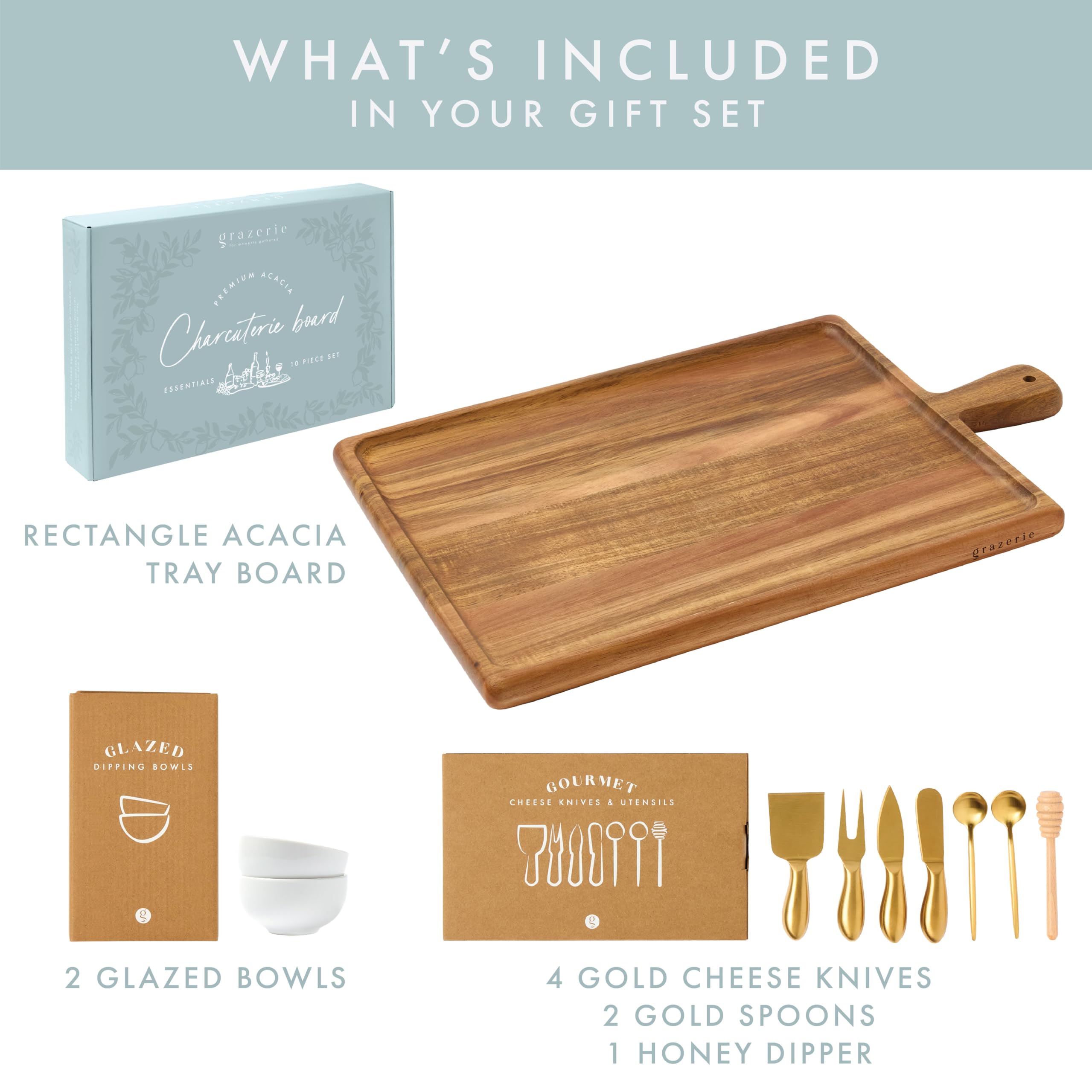 Grazerie utensilios-charcutería acacia servicio práctico para quesos y embutidos