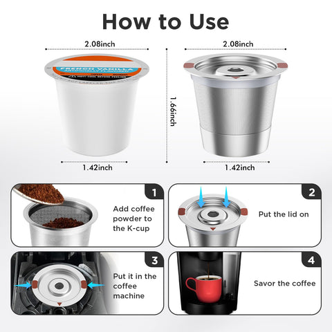 GREATCHI tazas K reutilizables con doble malla de acero para mejor extracción y menos sedimentos.