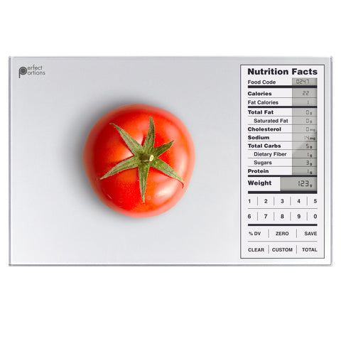 Greater Goods Balanza nutricion-alimentos muestra lecturas en gramos para porciones precisas.