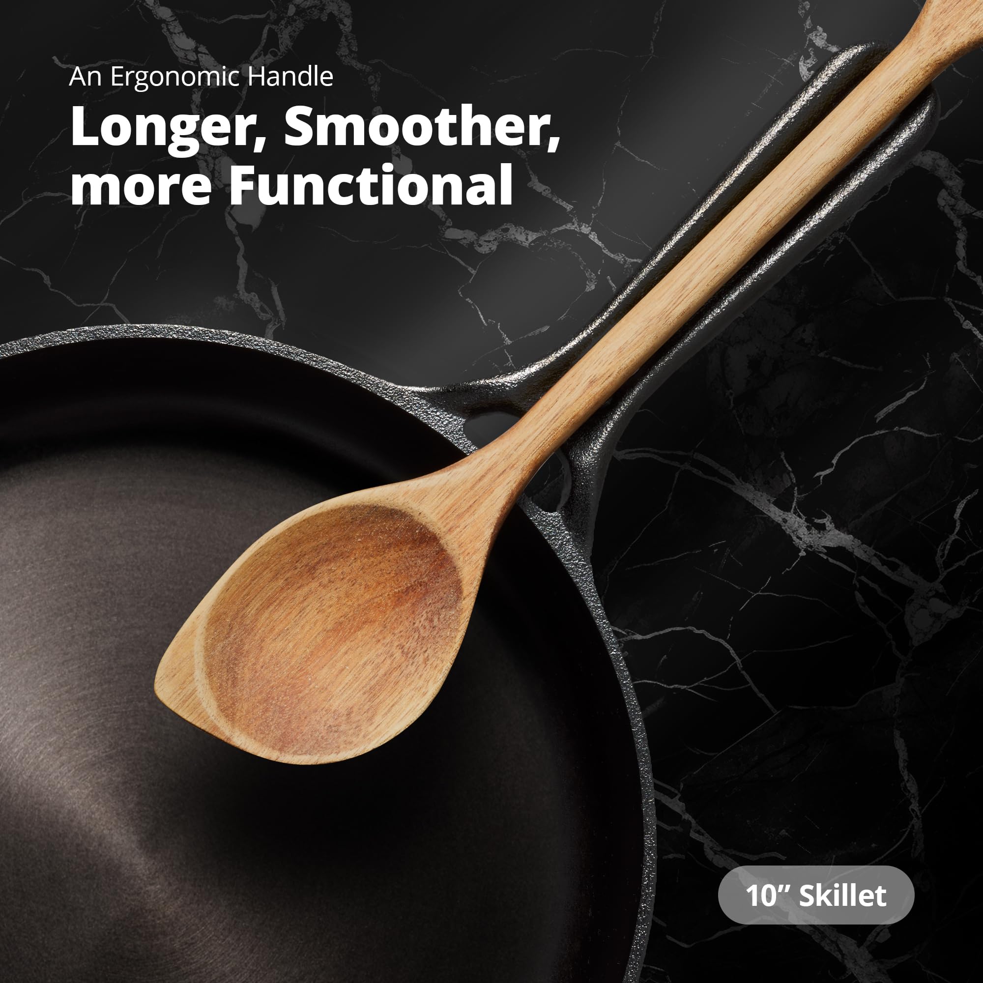 Greater Goods sartén de hierro 10 pulgadas, versátil para freír, hornear y saltear.