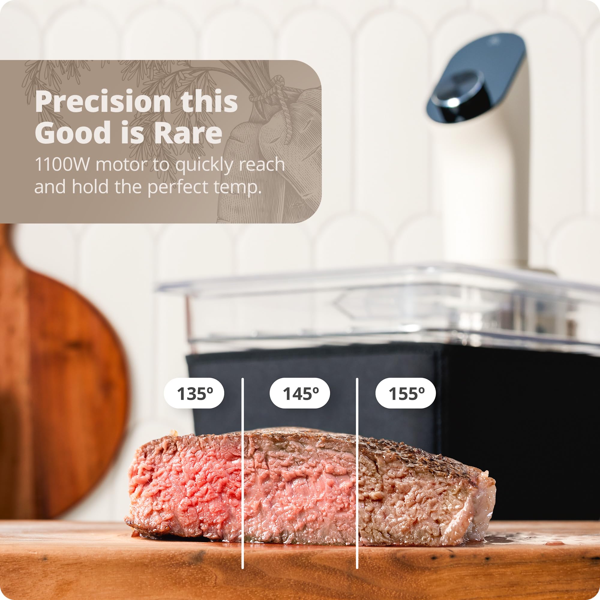 Greater Goods Sous Vide: tapa de acero inoxidable apta para lavavajillas.