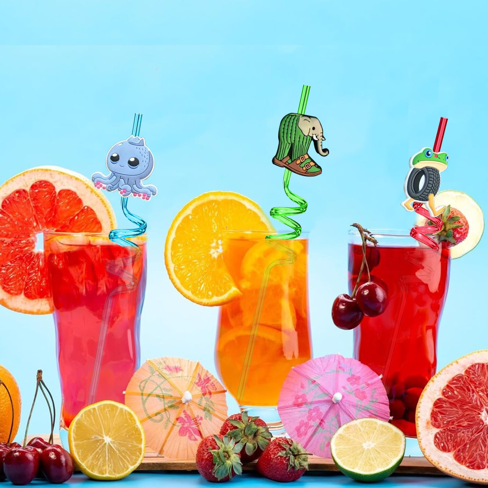 PajitasGreawod coloridas, codificación por color para identificar bebidas.