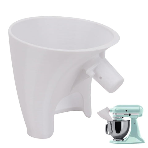 GreeSuit embudo de harina para KitchenAid, cabezal inclinable, vertido preciso sin salpicaduras.