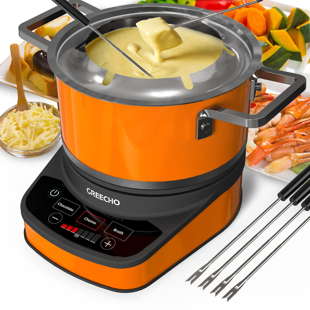 GREECHO fondue olla eléctrica 2,6 Qt lista para reuniones familiares.