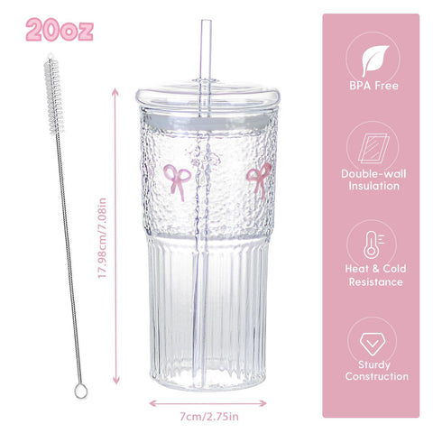 Greefun vaso vidrio 20 onzas: gran capacidad para café helado o batidos.
